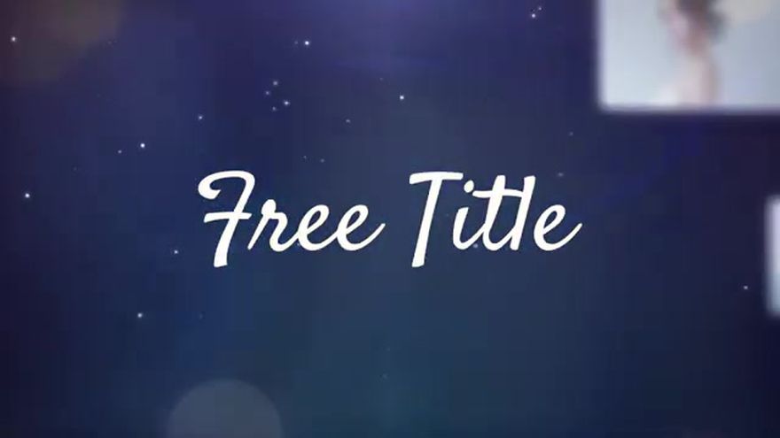 深いネイビーの夜空に雪の結晶が舞い、「Free Title」が白く輝くシーン