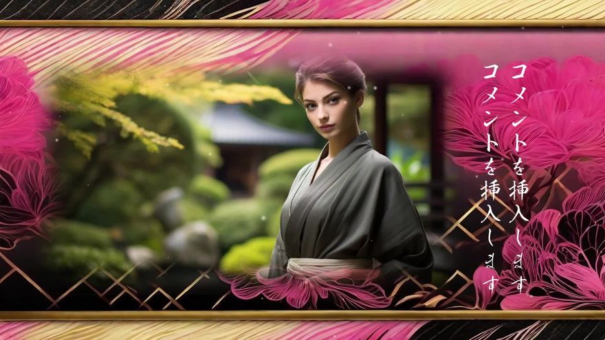 大輪の花と金彩が二人の門出を祝福