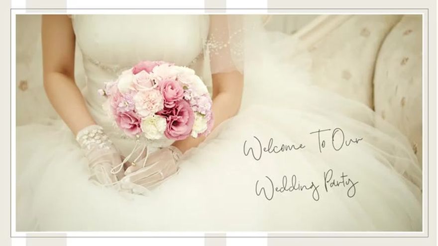 「Welcome To Our Wedding Party」の文字が表示されるシーン