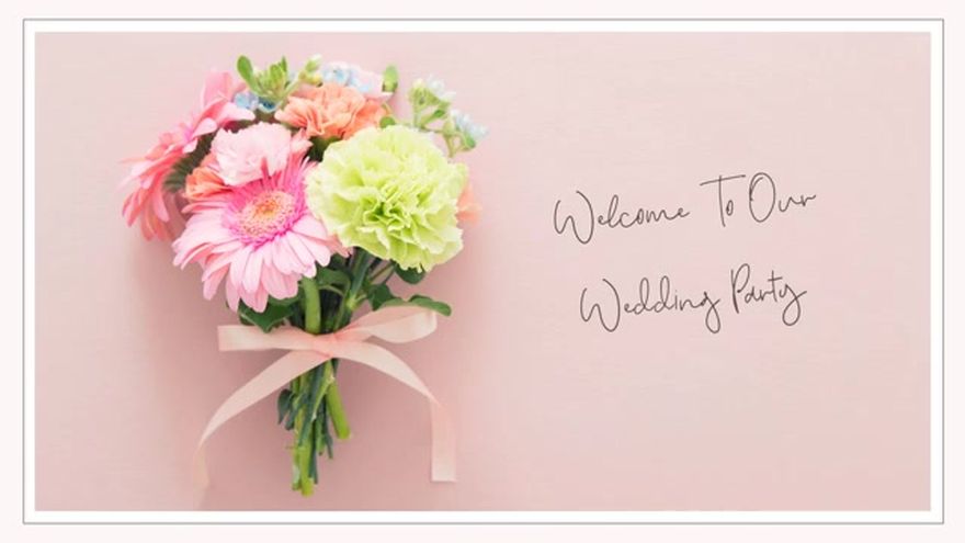 「Welcome To Our Wedding Party」の文字が表示されるシーン