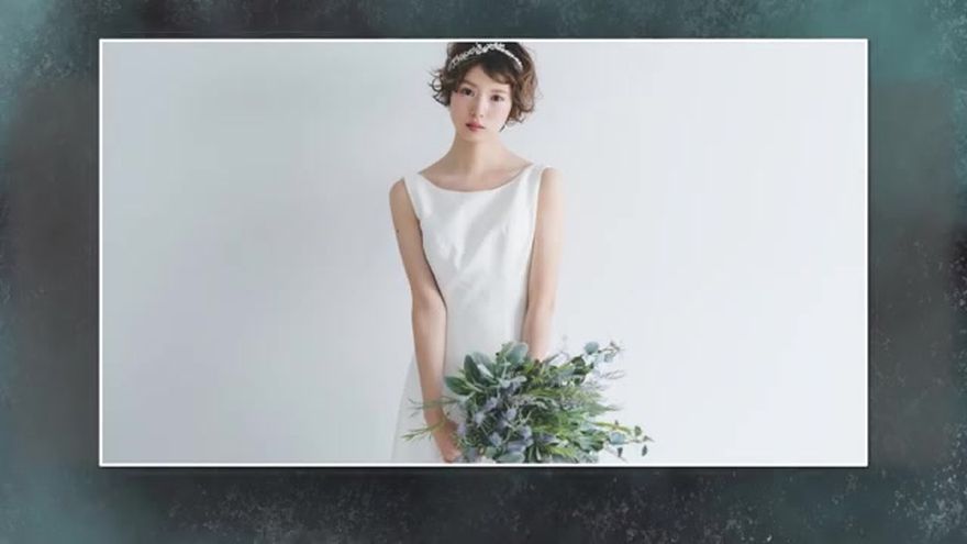 光を反射する新婦紹介