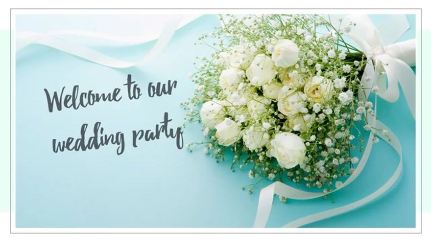 「Welcome To Our Wedding Party」の文字が表示されるシーン
