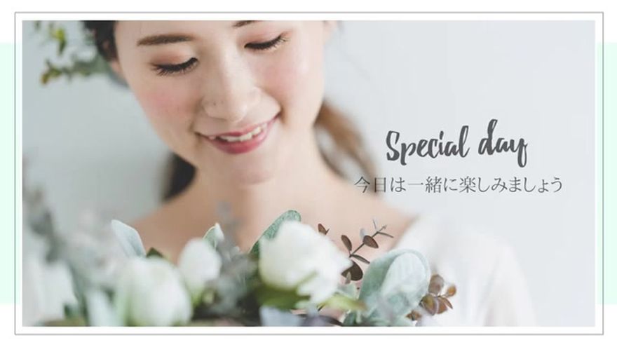 複数の写真がコラージュされ、「Special day」の文字が表示されるシーン