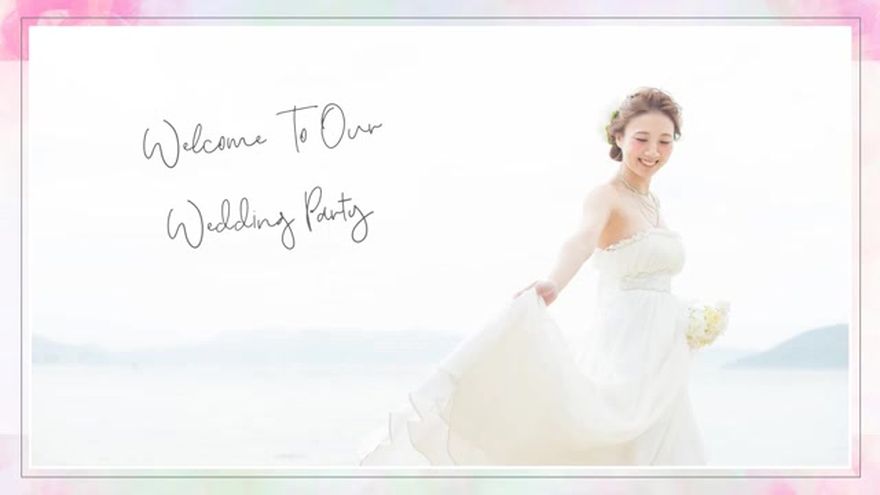 「Welcome To Our Wedding Party」の文字が表示されるシーン