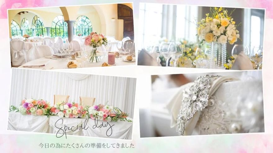 複数の写真がコラージュされ、「Special day」の文字が表示されるシーン
