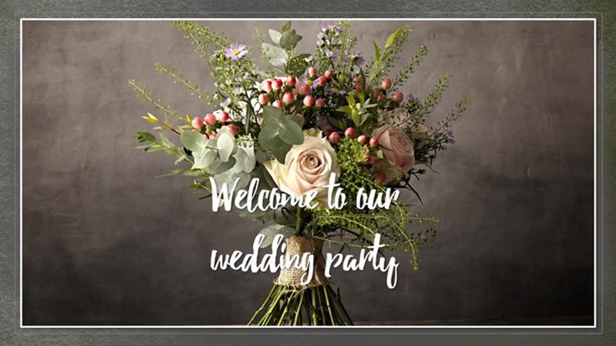 「Welcome To Our Wedding Party」の文字が表示されるシーン