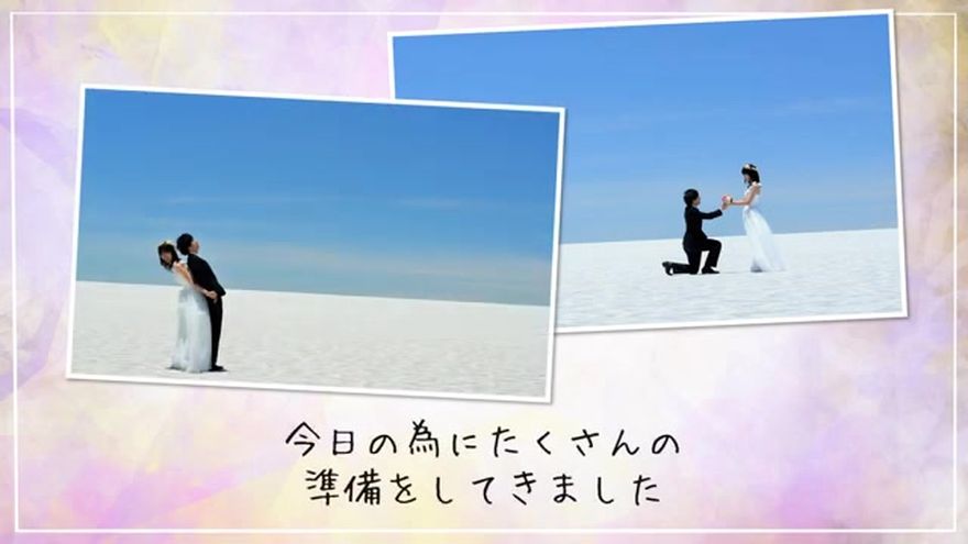 動きのある新郎新婦の写真