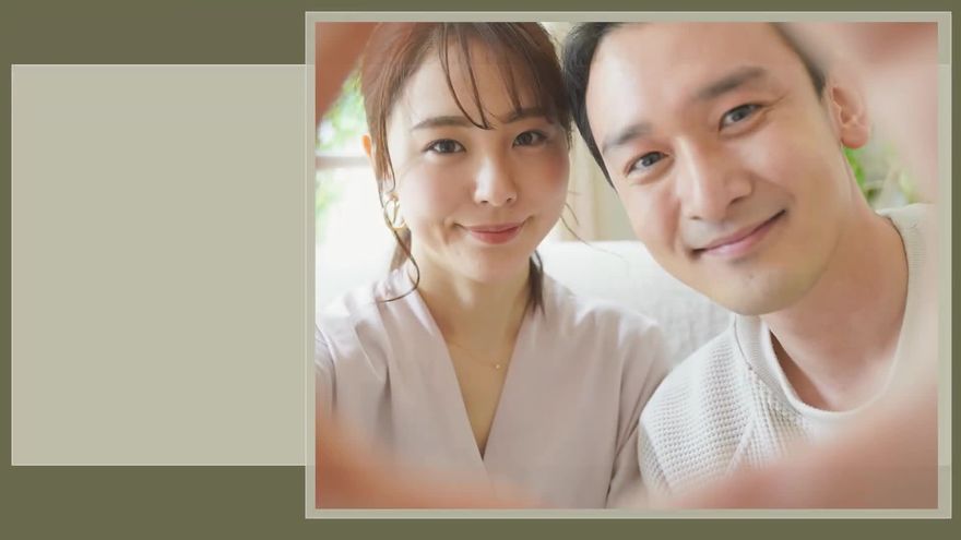 左側に「Encounter 二人の出会いは…」というテキスト、右側に二人の写真が配置されたシーン